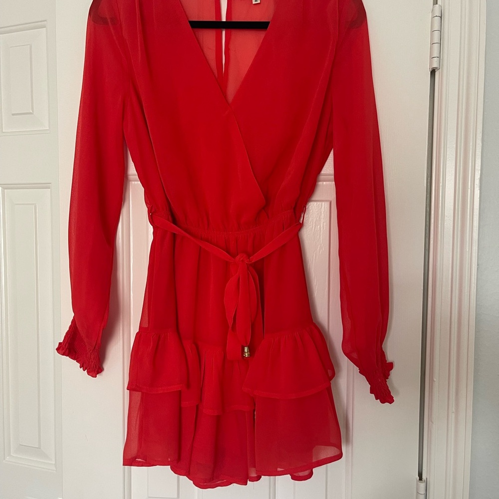 Elegant Red Wrap Dress